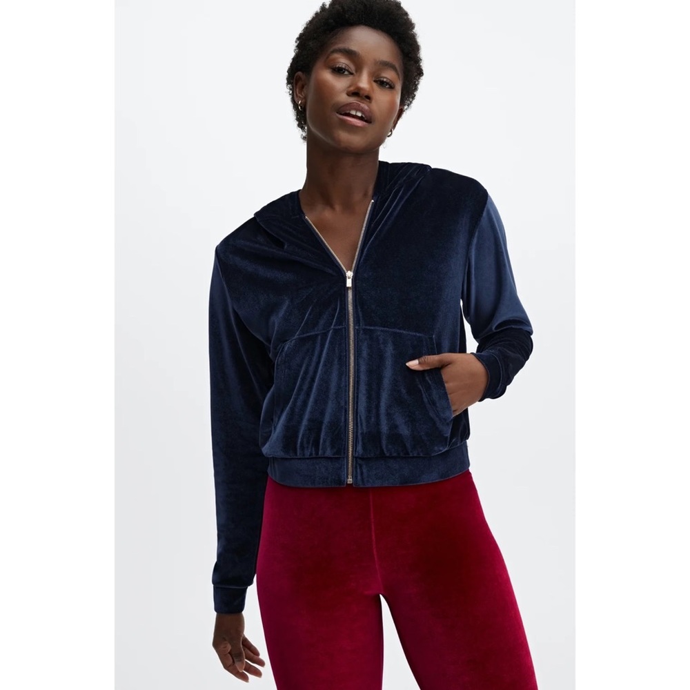 Navy Velour Hoodie NWT